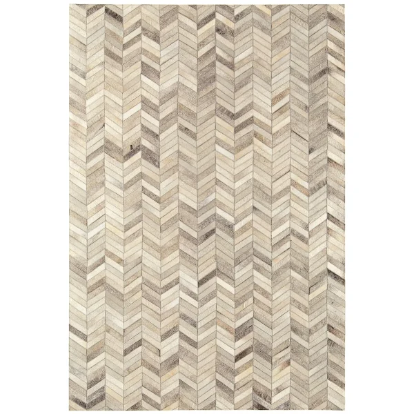 Covor pufos din piele lucrat manual modern model geometric Gaucho Chevron 3 mm 120x170 cm GAUC120170CHEV