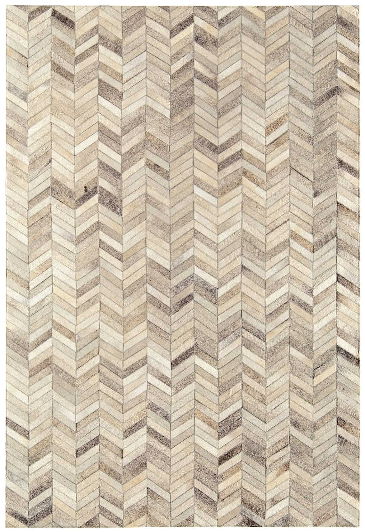 Covor pufos din piele lucrat manual modern model geometric Gaucho Chevron 3 mm 120x170 cm GAUC120170CHEV