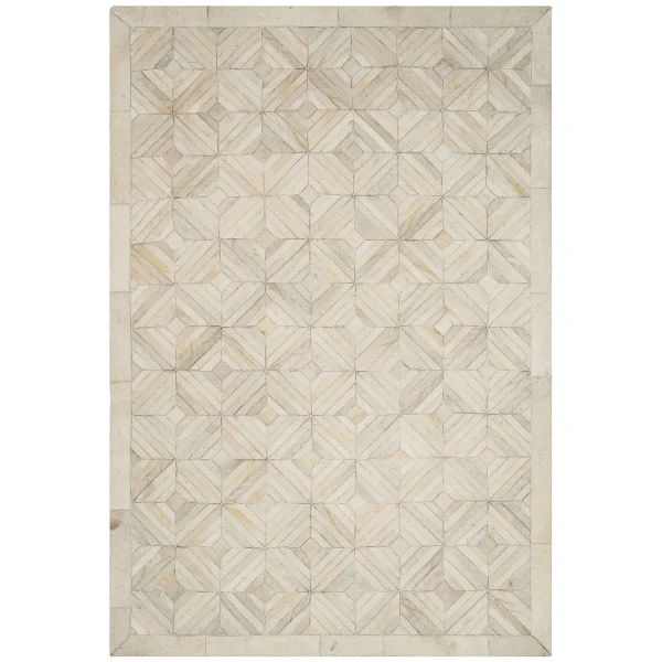 Covor pufos din piele lucrat manual modern model geometric Gaucho Parquet 3 mm 120x170 cm GAUC120170PARQ