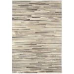 Covor pufos din piele lucrat manual modern model geometric Gaucho Light Grey Stripe 3 mm 160×230 cm GAUC160230LGRE
