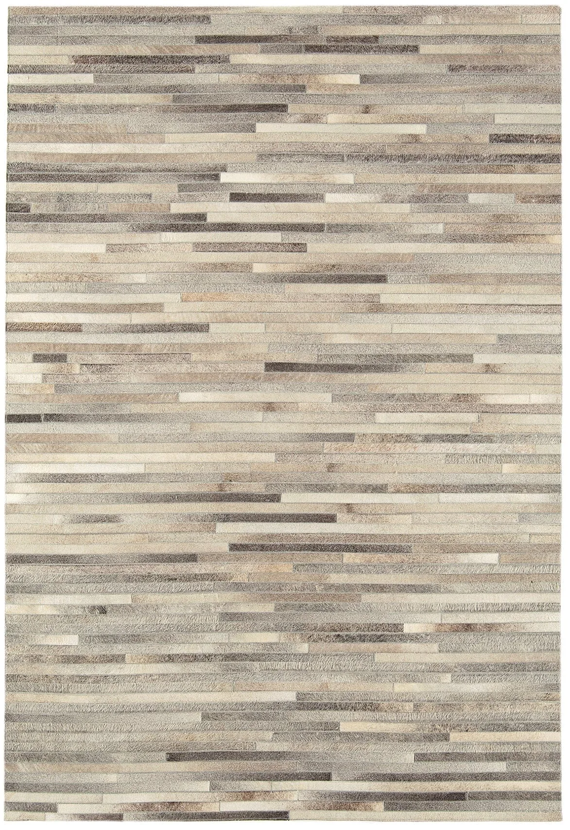 Covor pufos din piele lucrat manual modern model geometric Gaucho Light Grey Stripe 3 mm 200×300 cm GAUC200300LGRE