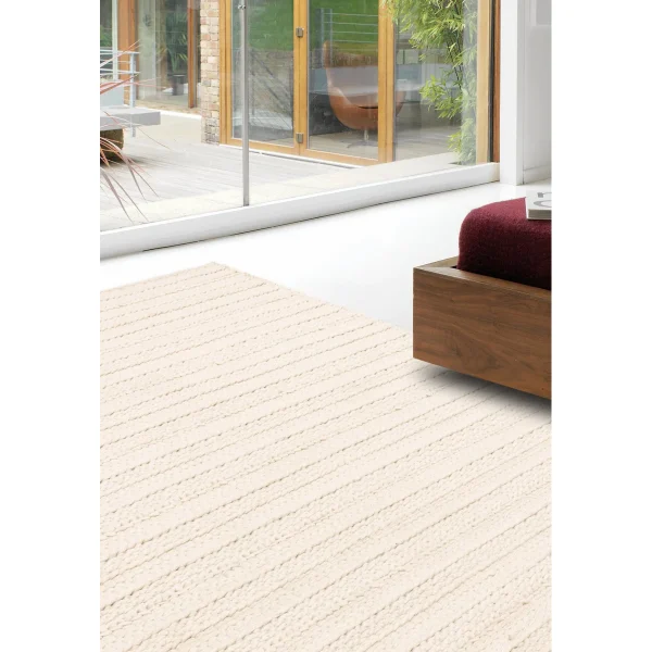 Covor crem lucrat manual modern outdoor model geometric dungi Grayson Cream 2 mm 120x170 cm GRAY120170CREA