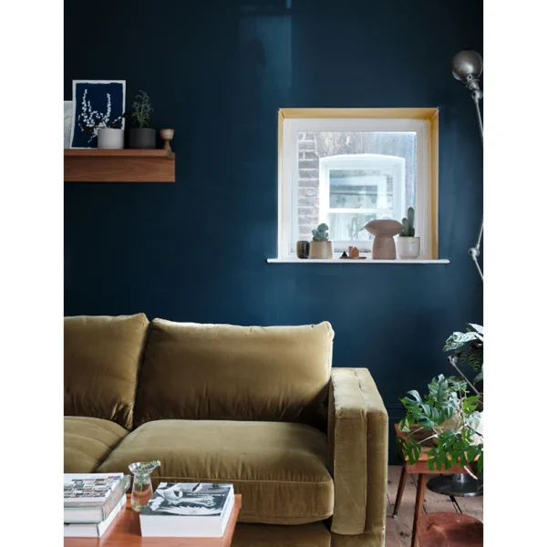Vopsea ecologică albastră mată 2 la suta luciu pentru interior Farrow  Ball Dead Flat Hague Blue No. 30 - 2.5L