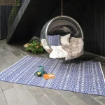 Covor albastru lucrat manual modern outdoor model geometric Halsey Blue 3 mm 66x240 cm HALS066240BLUE