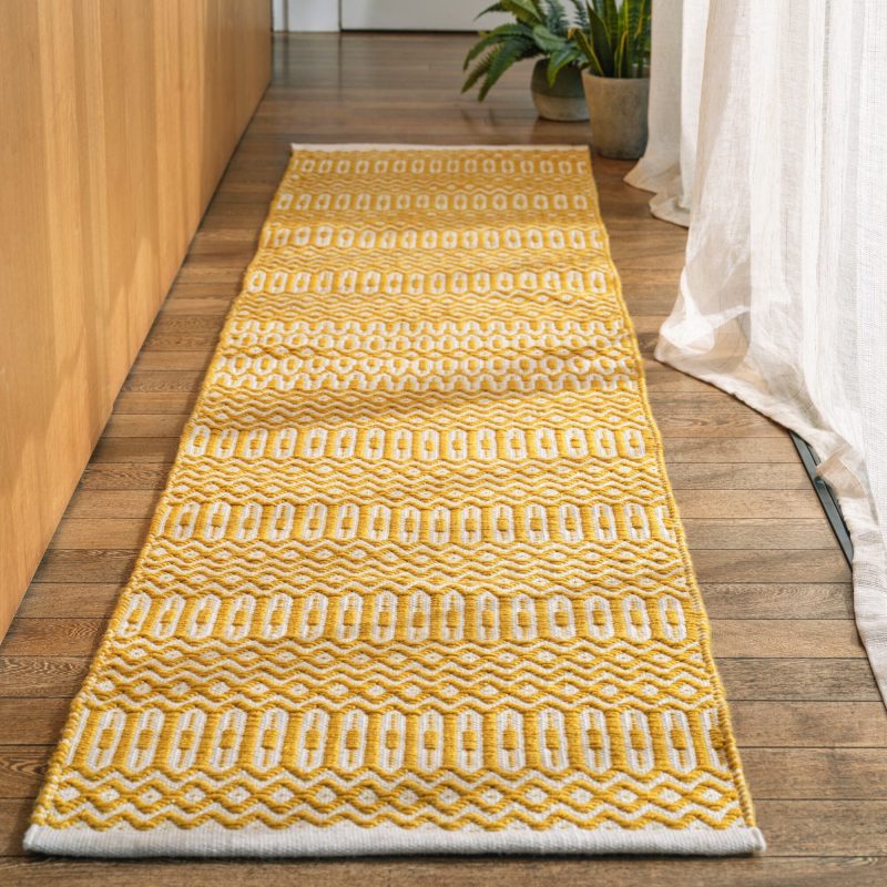 Covor mustar lucrat manual modern outdoor model geometric Halsey Mustard 3 mm 200x290 cm HALS200290MUST - imagine 3