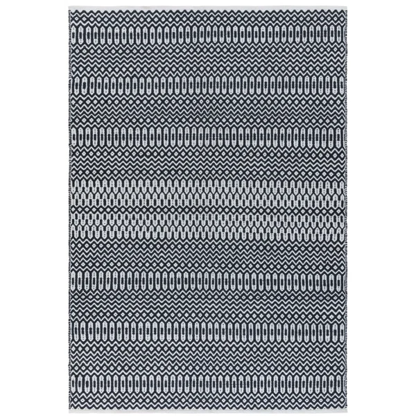 Covor negru lucrat manual modern outdoor model geometric Halsey Black 3 mm 66x240 cm HALS066240BLAC
