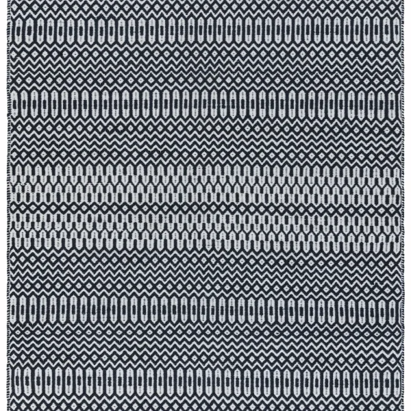 Covor negru lucrat manual modern outdoor model geometric Halsey Black 3 mm 66x240 cm HALS066240BLAC