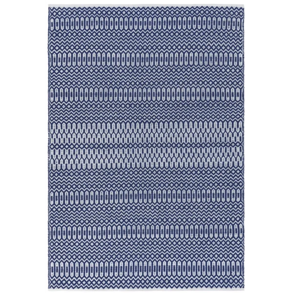Covor albastru lucrat manual modern outdoor model geometric Halsey Blue 3 mm 66x240 cm HALS066240BLUE