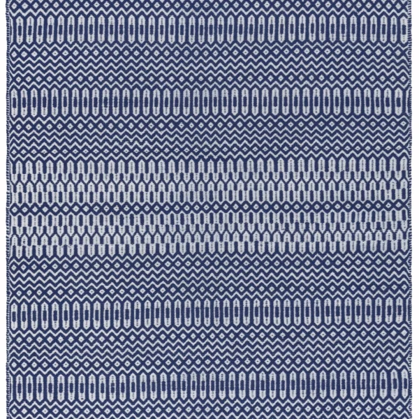 Covor albastru lucrat manual modern outdoor model geometric Halsey Blue 3 mm 66x240 cm HALS066240BLUE