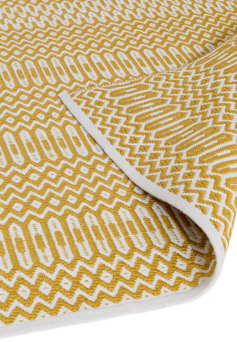 Covor mustar lucrat manual modern outdoor model geometric Halsey Mustard 3 mm 120x170 cm HALS120170MUST - imagine 3