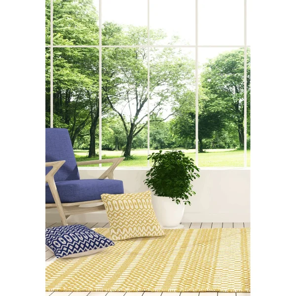 Covor mustar lucrat manual modern outdoor model geometric Halsey Mustard 3 mm 66x240 cm HALS066240MUST