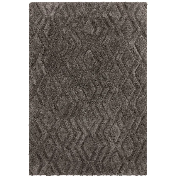 Covor pufos gri lucrat manual modern model geometric Harrison Charcoal 20-40 mm 120x170 cm HARR120170CHAR