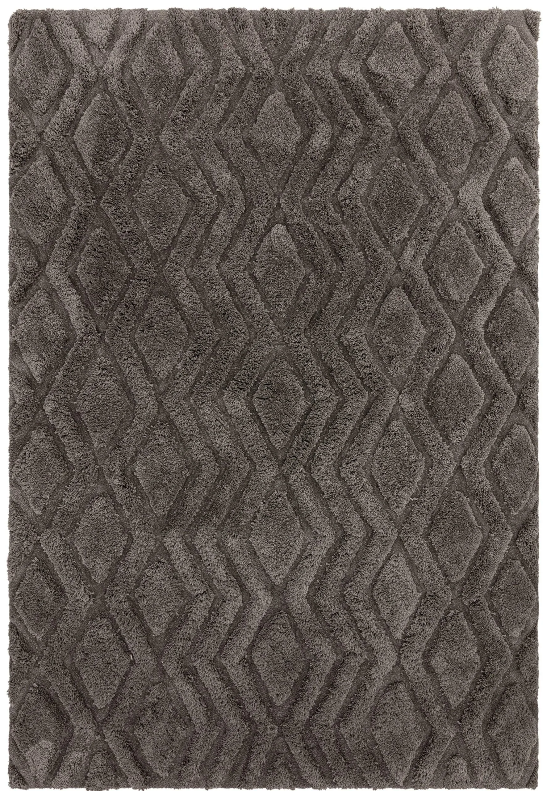 Covor pufos gri lucrat manual modern model geometric Harrison Charcoal 20-40 mm 120×170 cm HARR120170CHAR