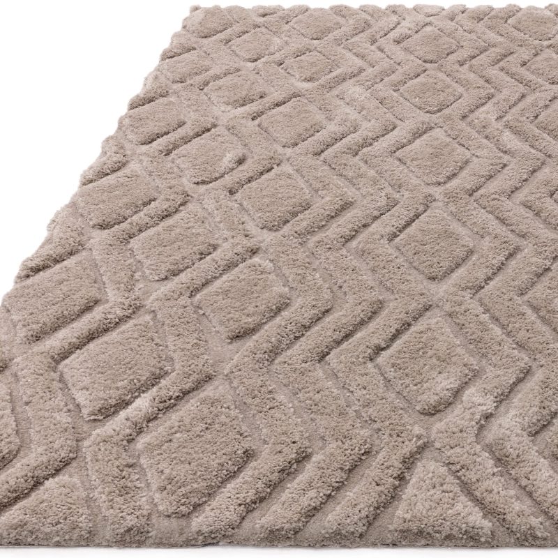 Covor pufos greige lucrat manual modern model geometric Harrison Greige 20-40 mm 200x290 cm HARR200290GREI - imagine 3