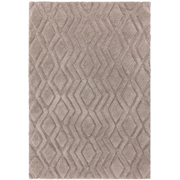 Covor pufos greige lucrat manual modern model geometric Harrison Greige 20-40 mm 120x170 cm HARR120170GREI