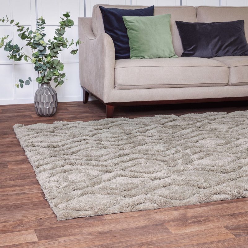Covor pufos greige lucrat manual modern model geometric Harrison Greige 20-40 mm 200x290 cm HARR200290GREI - imagine 2