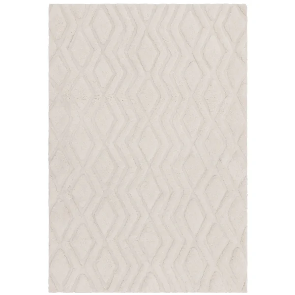 Covor pufos off lucrat manual modern model geometric Harrison Off White 20-40 mm 120x170 cm HARR120170WHIT