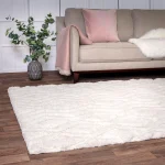 Covor pufos off lucrat manual modern model geometric Harrison Off White 20-40 mm 120x170 cm HARR120170WHIT