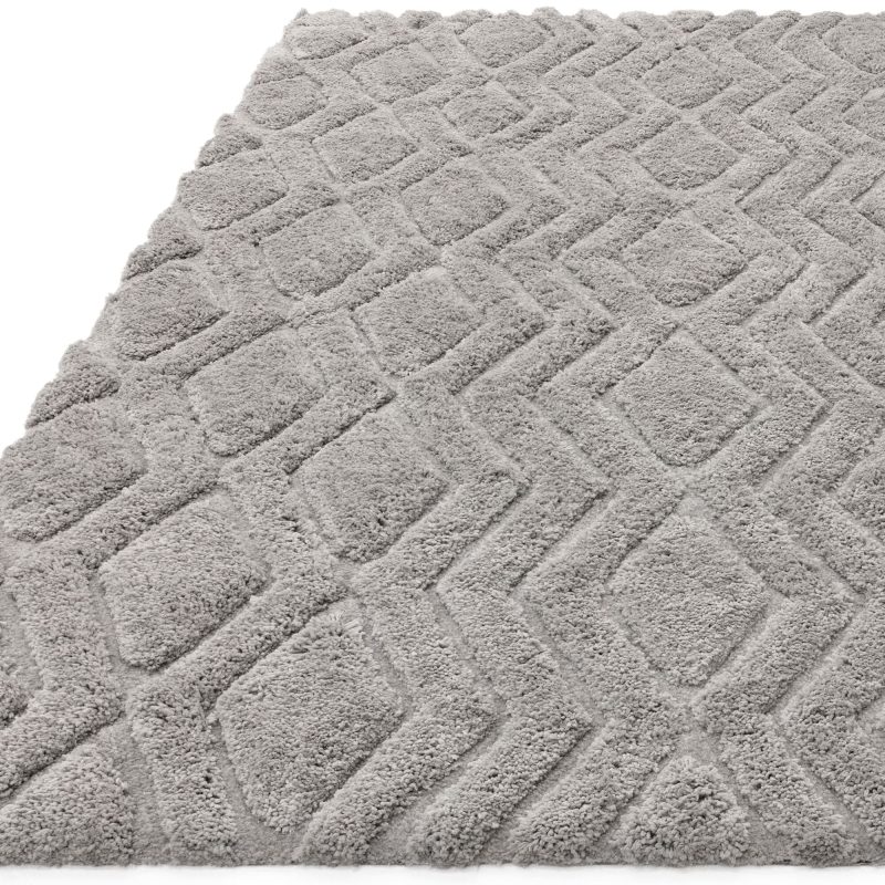 Covor pufos argintiu lucrat manual modern model geometric Harrison Silver 20-40 mm 200x290 cm HARR200290SILV - imagine 3