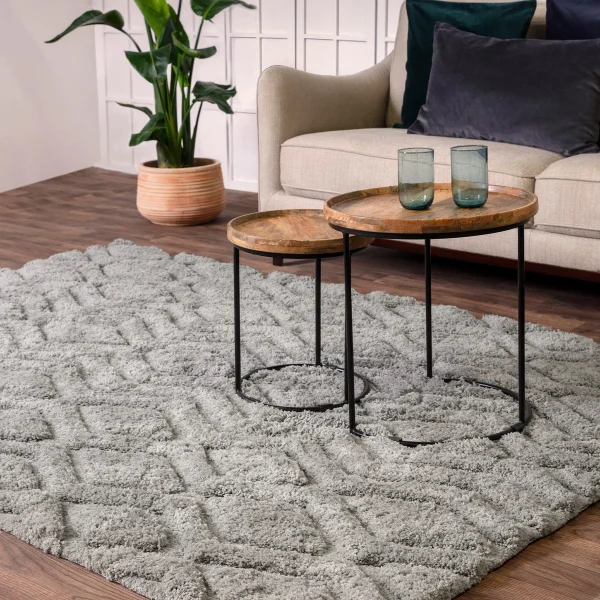 Covor pufos argintiu lucrat manual modern model geometric Harrison Silver 20-40 mm 120x170 cm HARR120170SILV