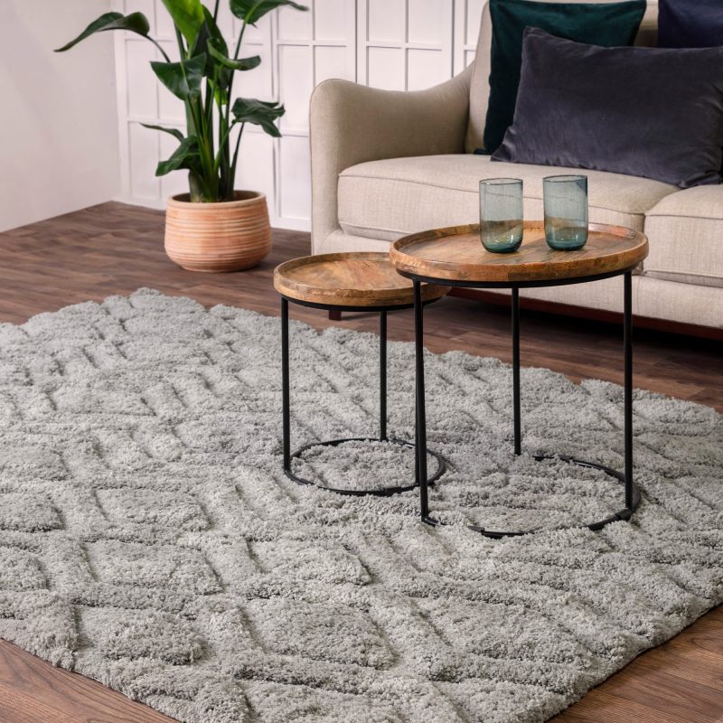 Covor pufos argintiu lucrat manual modern model geometric Harrison Silver 20-40 mm 200x290 cm HARR200290SILV - imagine 2