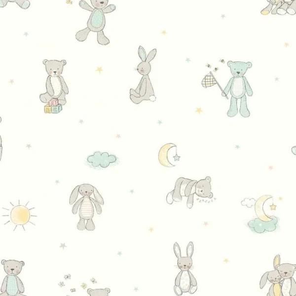 Tapet Arthouse Bear Hugs Mint Kids color Green 1005 mm x 53 cm