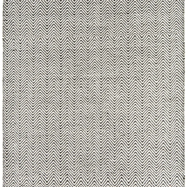 Covor negru alb din bumbac iuta lucrat manual modern model geometric Ives Runner Black White 4 mm 66x200 cm IVES066200BLAC