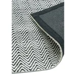 Covor negru alb din bumbac iuta lucrat manual modern model geometric Ives Runner Black White 4 mm 66x200 cm IVES066200BLAC