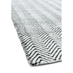 Covor negru alb din bumbac iuta lucrat manual modern model geometric Ives Runner Black White 4 mm 66x200 cm IVES066200BLAC