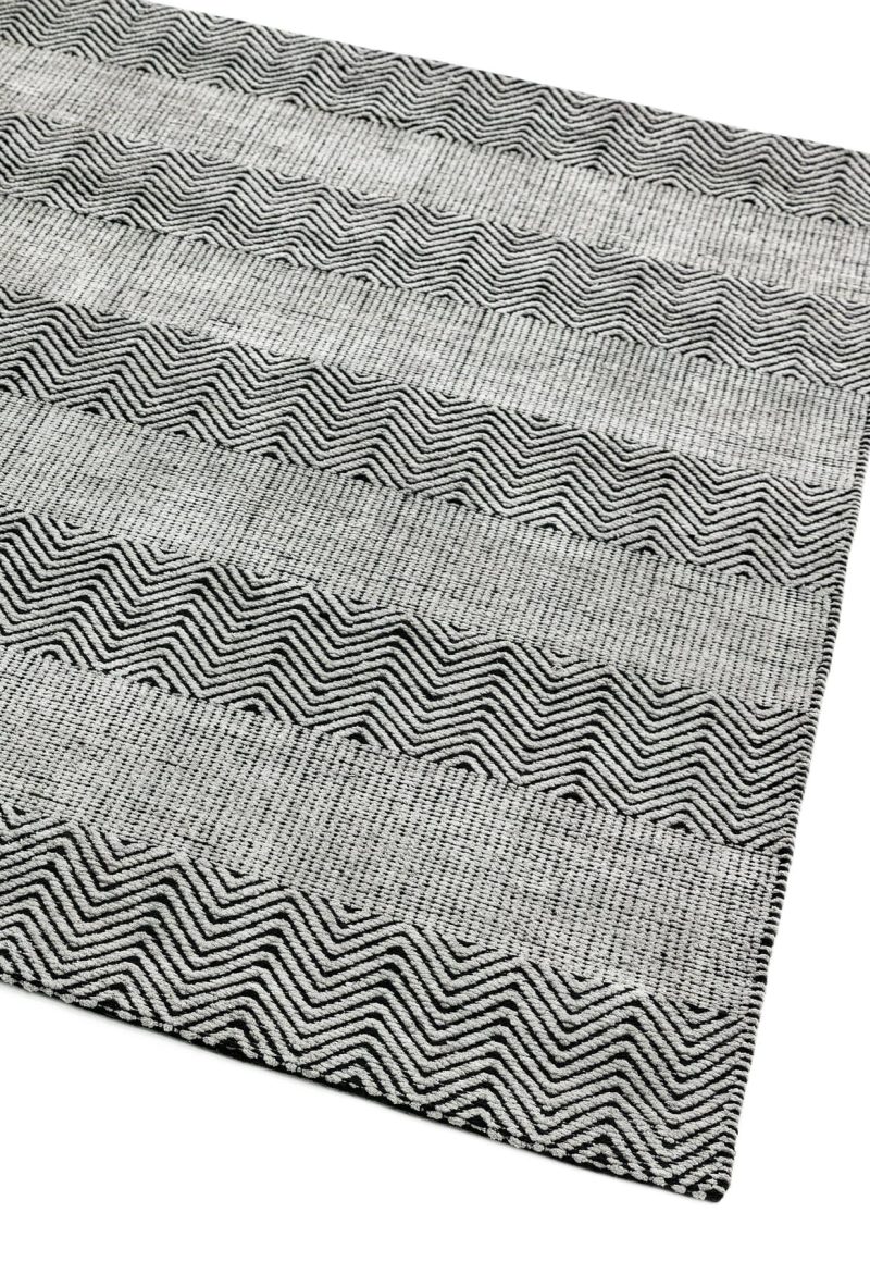 Covor gri din bumbac iuta lucrat manual modern model geometric Ives Grey 4 mm 160x230 cm IVES160230GREY - imagine 2