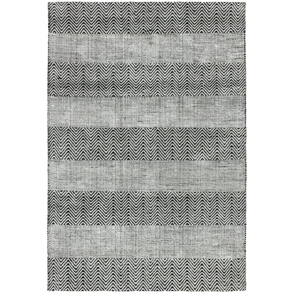 Covor gri din bumbac iuta lucrat manual modern model geometric Ives Runner Grey 4 mm 66x200 cm IVES066200GREY