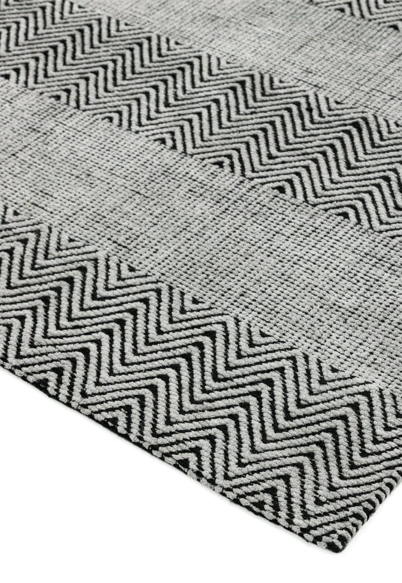Covor gri din bumbac iuta lucrat manual modern model geometric Ives Grey 4 mm 160x230 cm IVES160230GREY - imagine 3