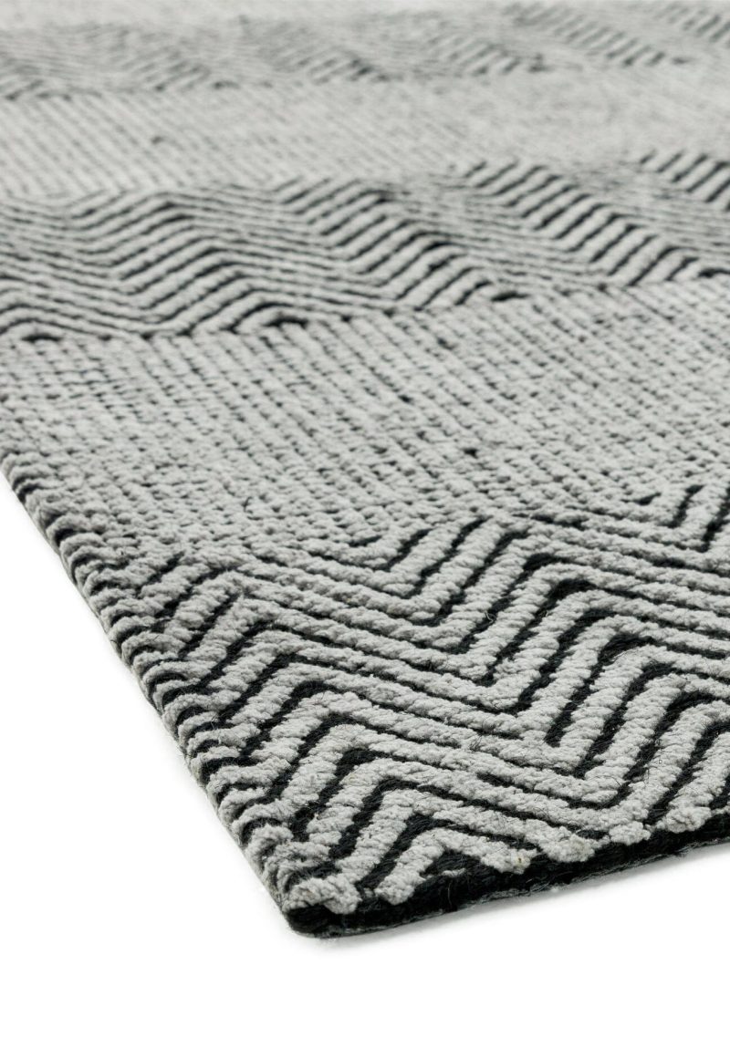 Covor gri din bumbac iuta lucrat manual modern model geometric Ives Runner Grey 4 mm 66x200 cm IVES066200GREY - imagine 3