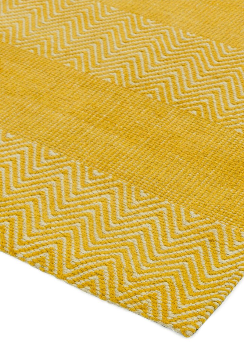 Covor galben din bumbac iuta lucrat manual modern model geometric Ives Yellow 4 mm 120x170 cm IVES120170YELL - imagine 3
