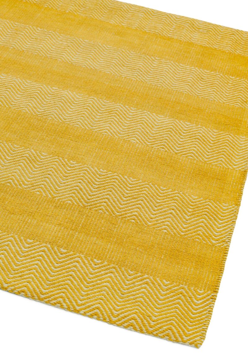 Covor galben din bumbac iuta lucrat manual modern model geometric Ives Yellow 4 mm 120x170 cm IVES120170YELL - imagine 2