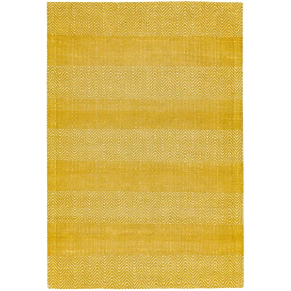Covor galben din bumbac iuta lucrat manual modern model geometric Ives Yellow 4 mm 100x150 cm IVES100150YELL