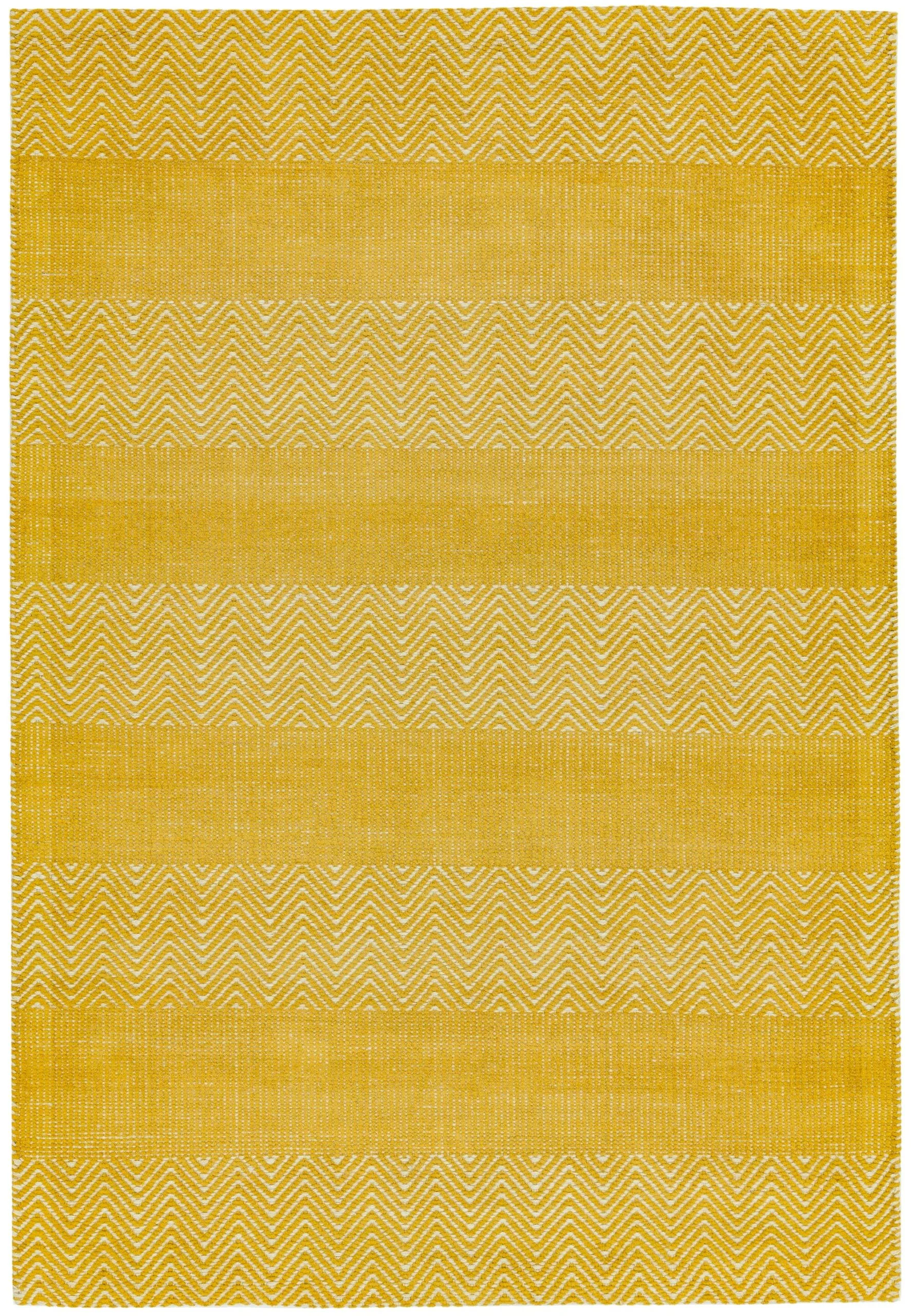 Covor galben din bumbac iuta lucrat manual modern model geometric Ives Yellow 4 mm 160×230 cm IVES160230YELL