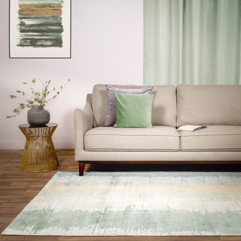 Covor din vascoza lucrat manual modern model abstract Juno Verdant 6 mm 120x170 cm JUNO1201700001 - imagine 2