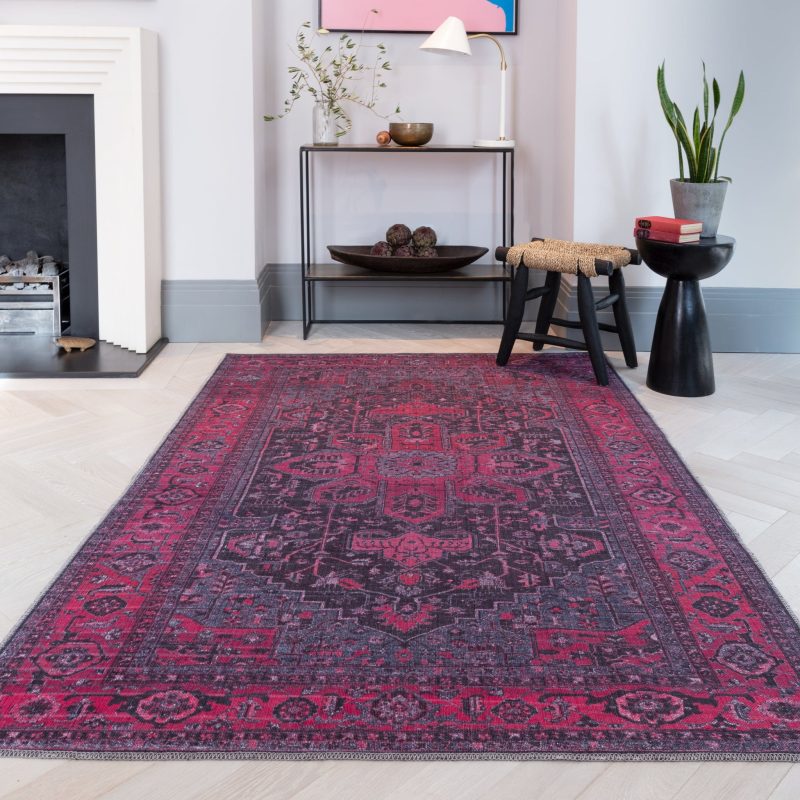 Covor din chenille bumbac traditional persan model vintage floral Kaya Alya 0.5 mm 200x290 cm KAYA2002900016 - imagine 2