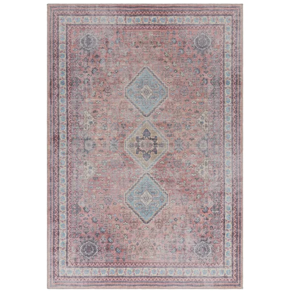 Covor din chenille bumbac traditional persan model vintage floral Kaya Esfir 0.5 mm 120x170 cm KAYA1201700009