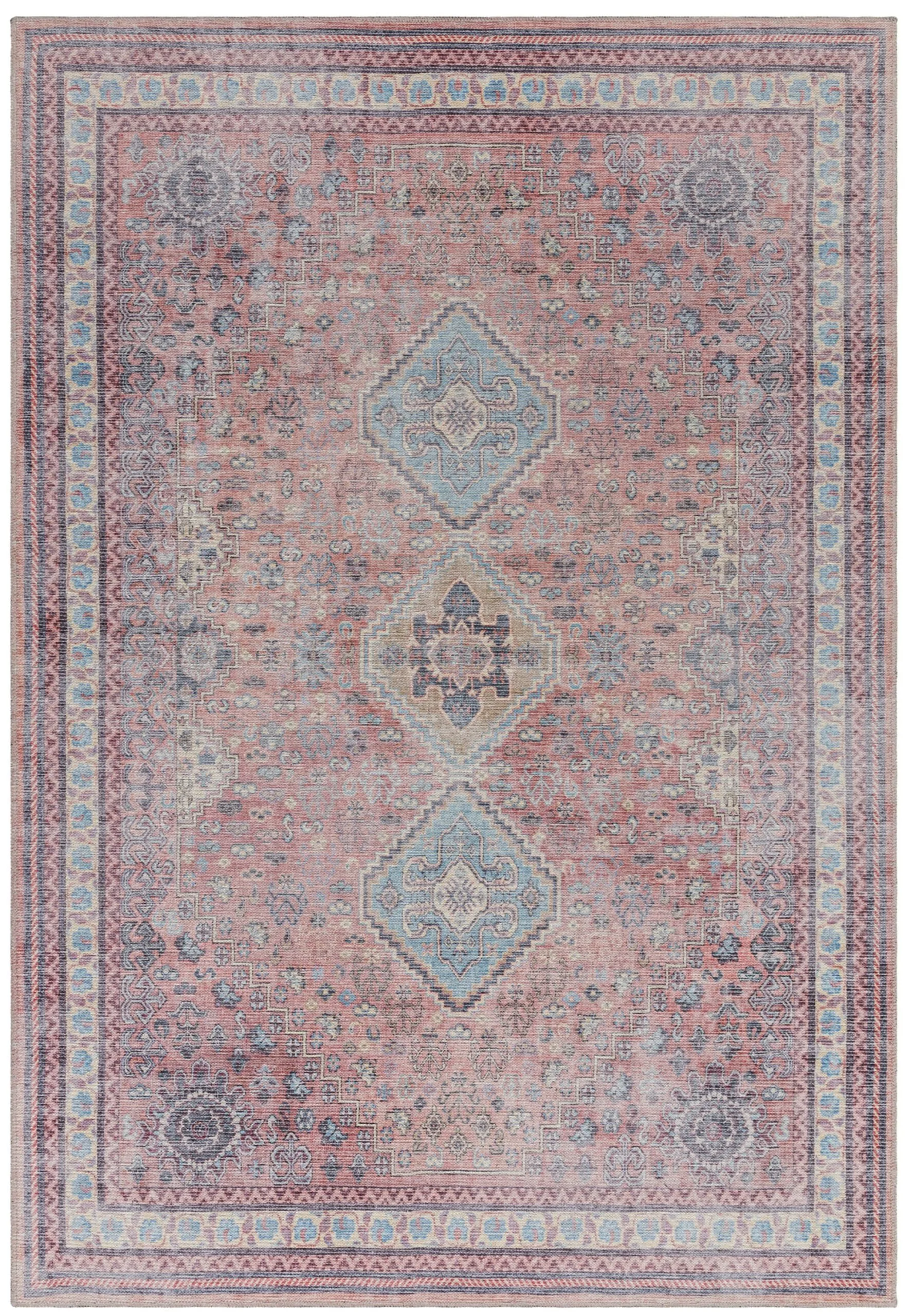 Covor din chenille bumbac traditional persan model vintage floral Kaya Esfir 0.5 mm 200×290 cm KAYA2002900009