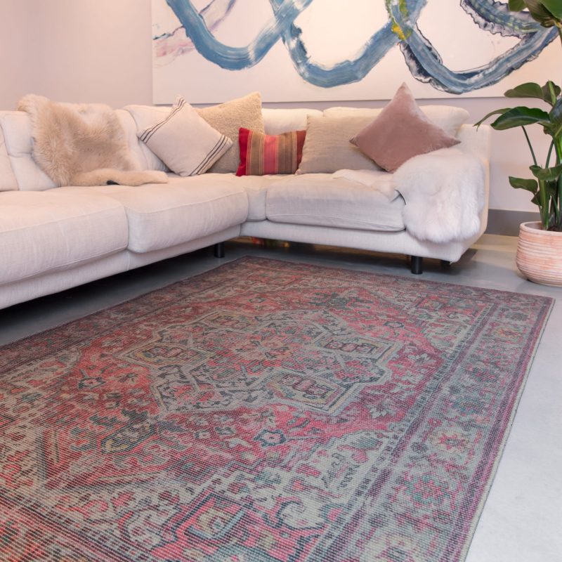 Covor din chenille bumbac traditional persan model vintage floral Kaya Iman 0.5 mm 200x290 cm KAYA2002900007 - imagine 2