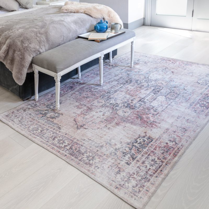 Covor din chenille bumbac traditional persan model vintage floral Kaya Lila 0.5 mm 120x170 cm KAYA1201700012 - imagine 2
