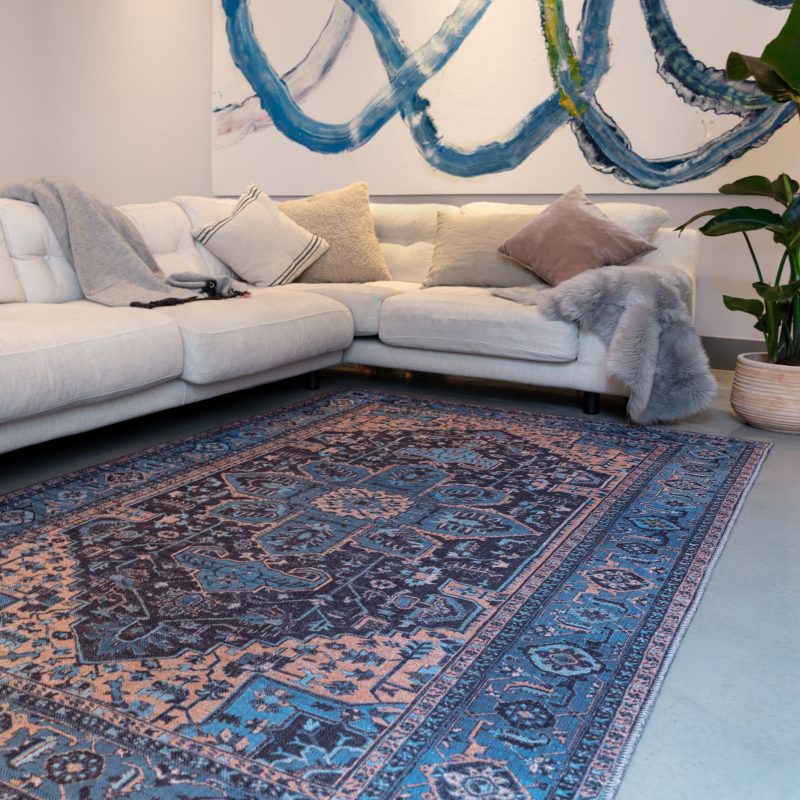 Covor din chenille bumbac traditional persan model vintage floral Kaya Niki 0.5 mm 160x230 cm KAYA1602300014 - imagine 2