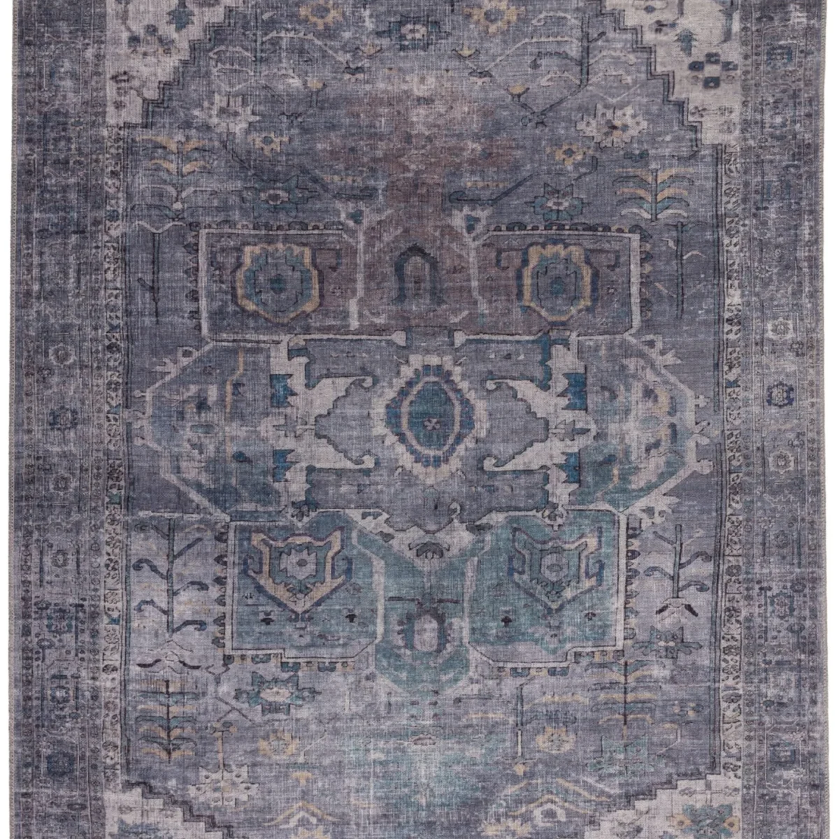 Covor din chenille bumbac traditional persan model vintage floral Kaya Noor 0.5 mm 120x170 cm KAYA1201700003