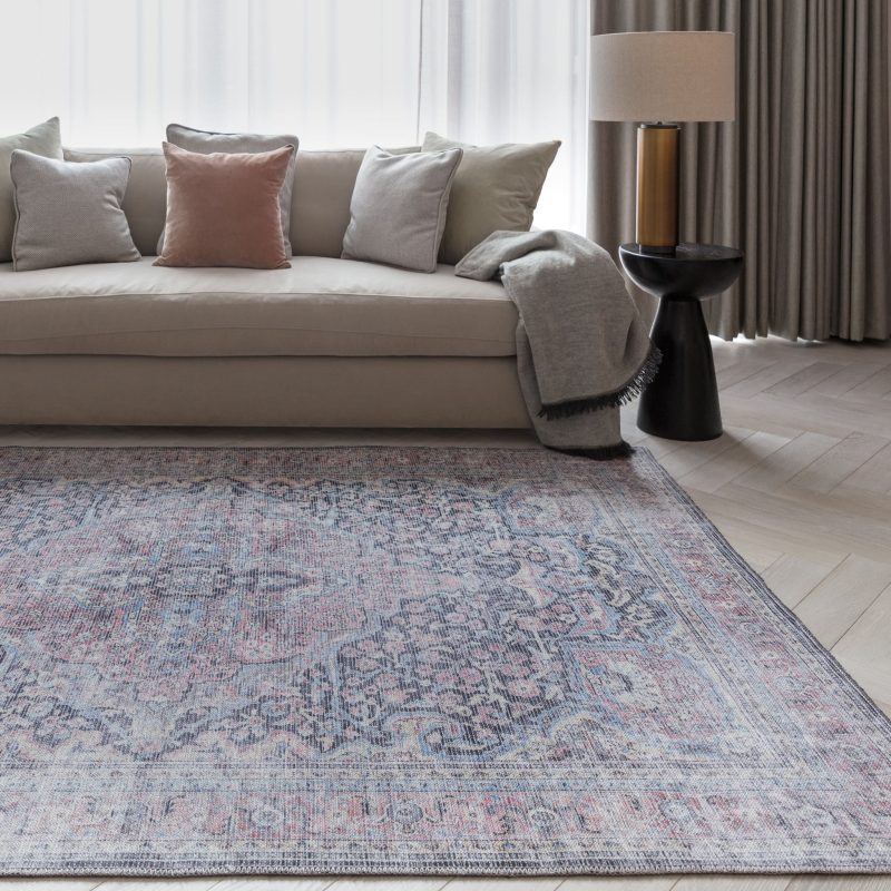 Covor din chenille bumbac traditional persan model vintage floral Kaya Rana 0.5 mm 120x170 cm KAYA1201700011 - imagine 2