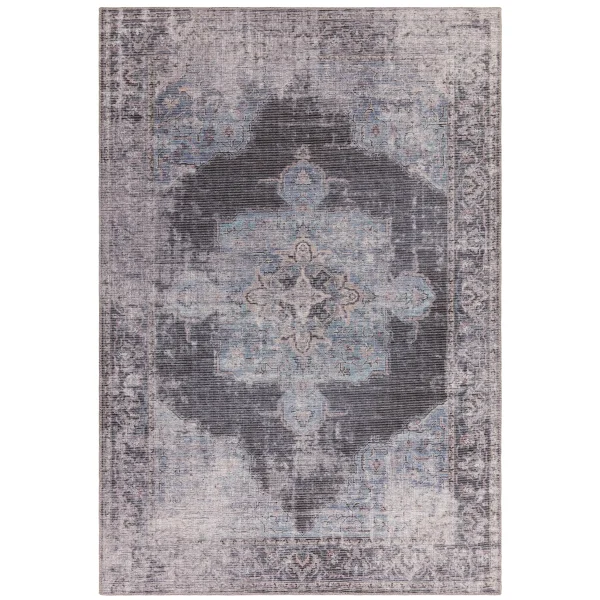 Covor din chenille bumbac traditional persan model vintage floral Kaya Roya 0.5 mm 120x170 cm KAYA1201700005
