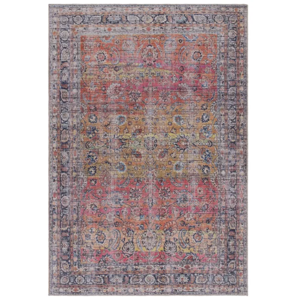 Covor din chenille bumbac traditional persan model vintage floral Kaya Tara 0.5 mm 120x170 cm KAYA1201700013