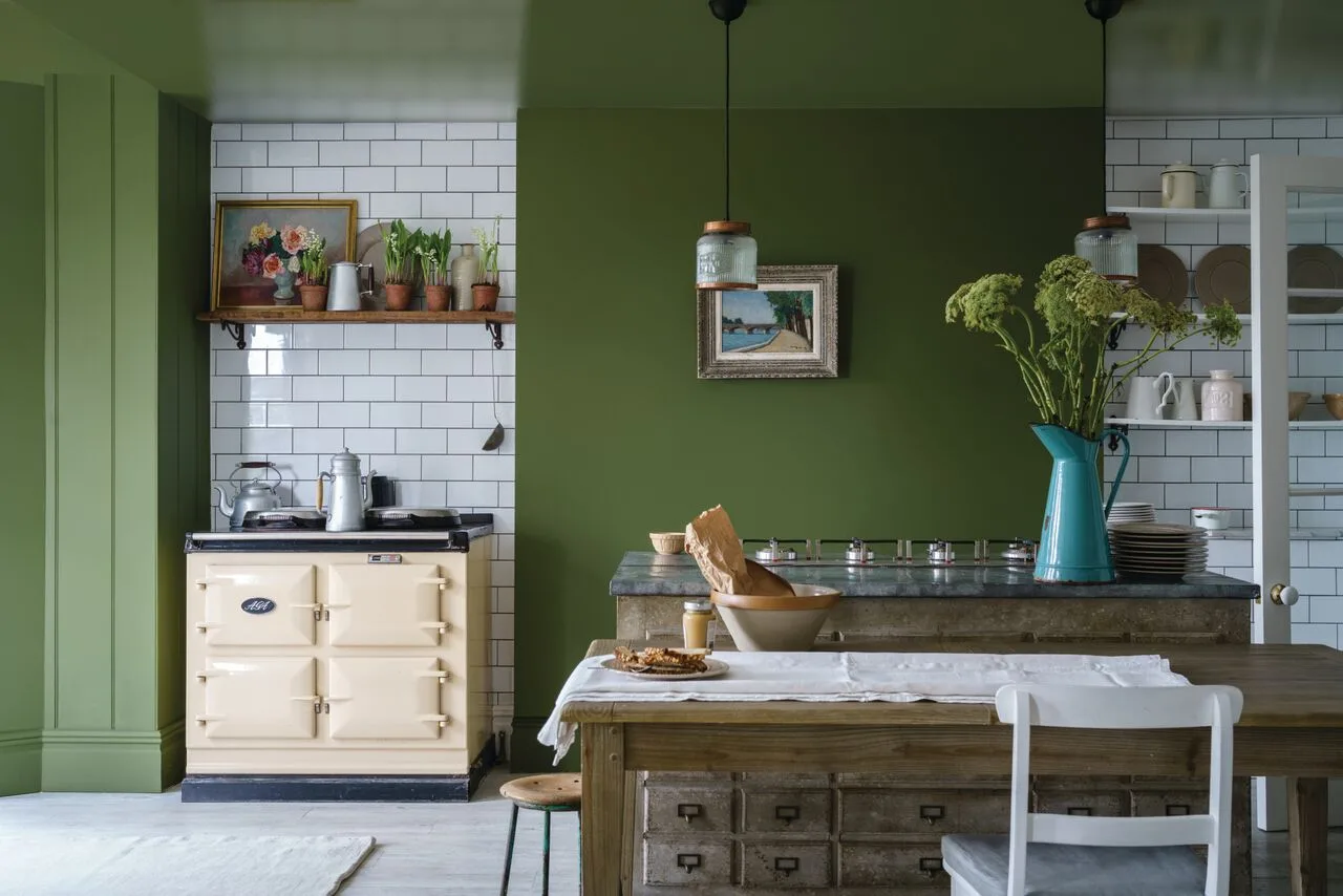 Vopsea olive lucioasa 95 la suta luciu pentru interior exterior Farrow and Ball Full Gloss Bancha No.298 2.5 Litri