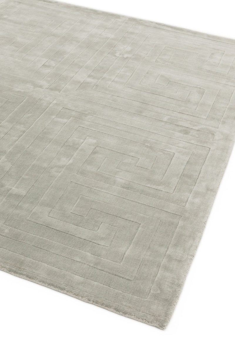 Covor pufos argintiu din vâscoză lucrat manual modern model geometric Kingsley Silver 9 mm 120x170 cm KING120170SILV - imagine 2